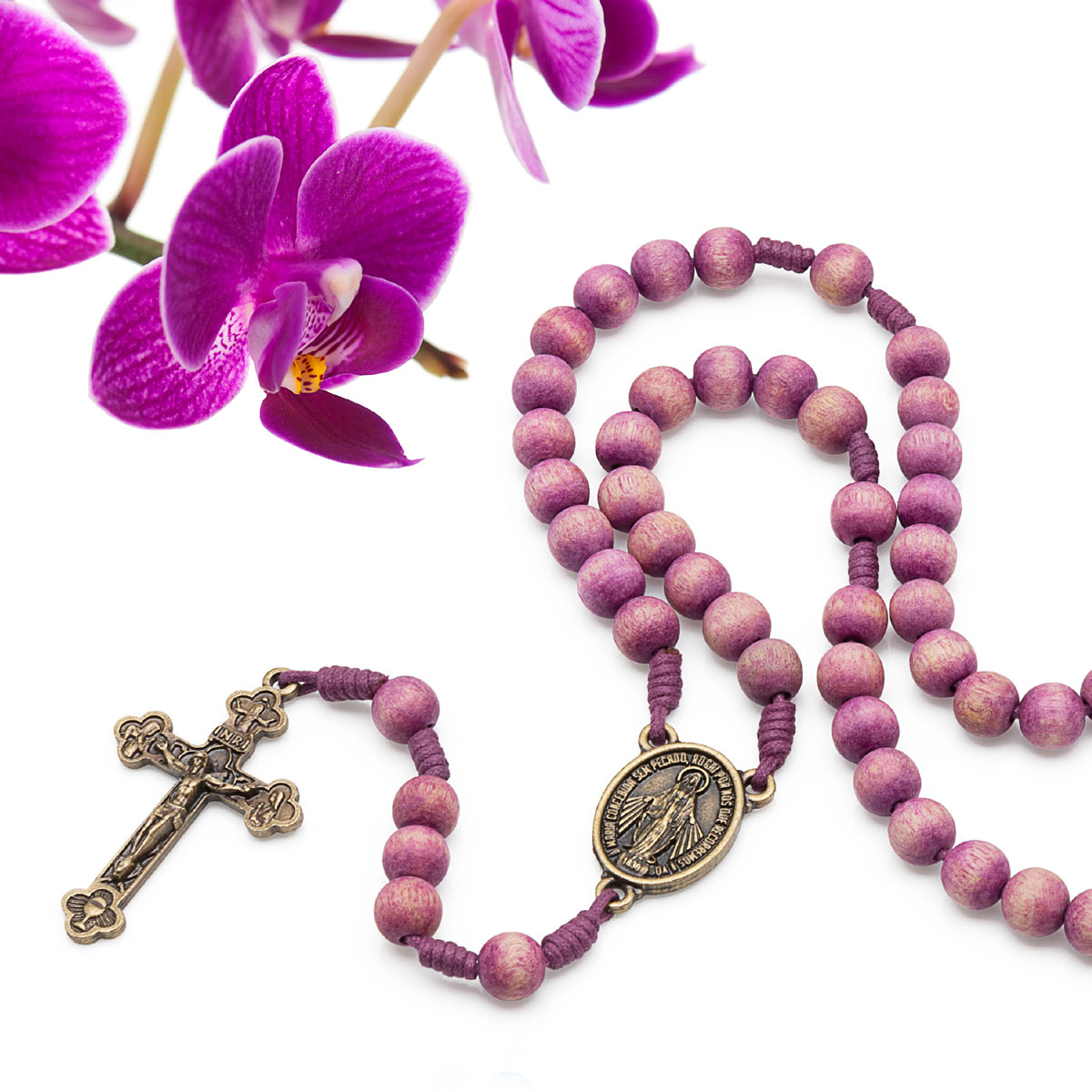 Terço Nossa Senhora das Graças Rosa Orquidea